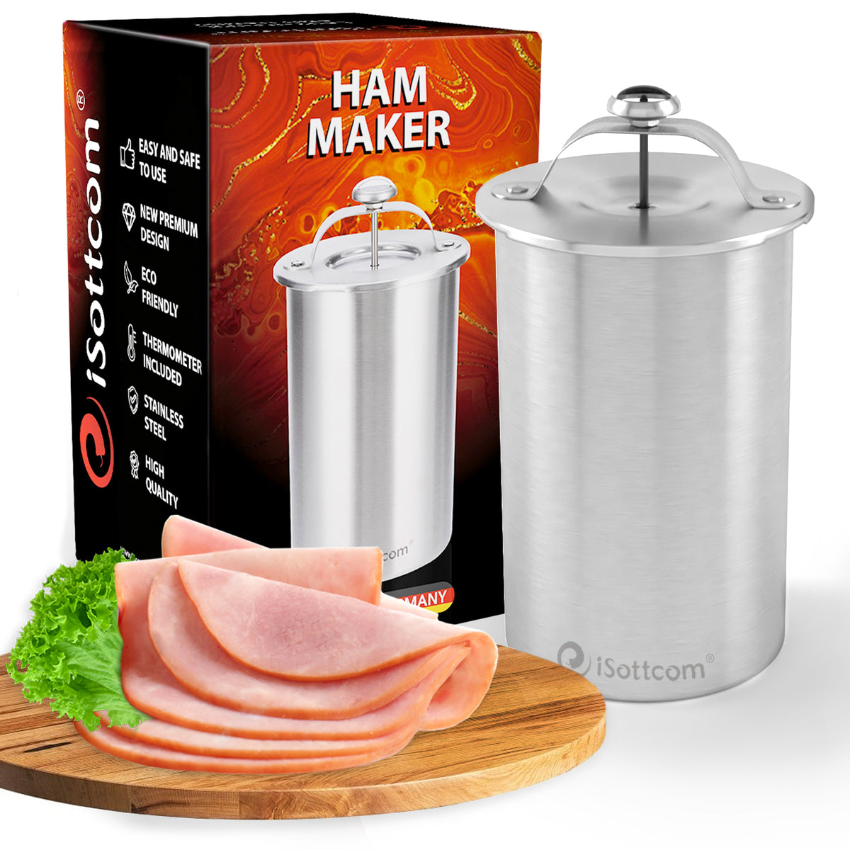 Cooking Barrel Stainless Steel Ham Maker With Temperature Monitor