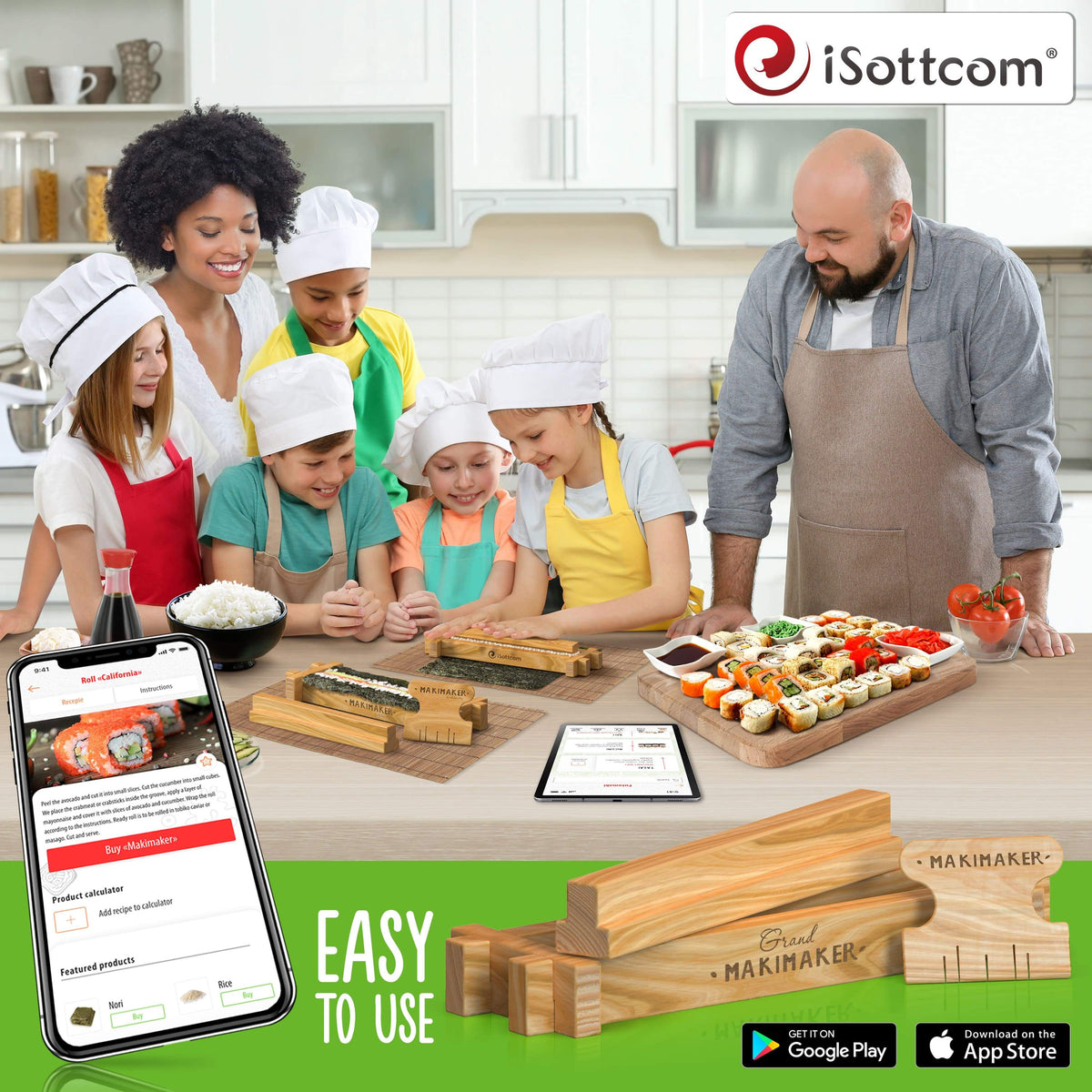 Buy Sushi Making Kit by iSottcom for Chef and Beginners, Makimaker Grand  Your Own Best Professional Chef Sushi Roll Kit , Japanese Rolls at Your  Home with Sushi maker, Easy Making Oriental